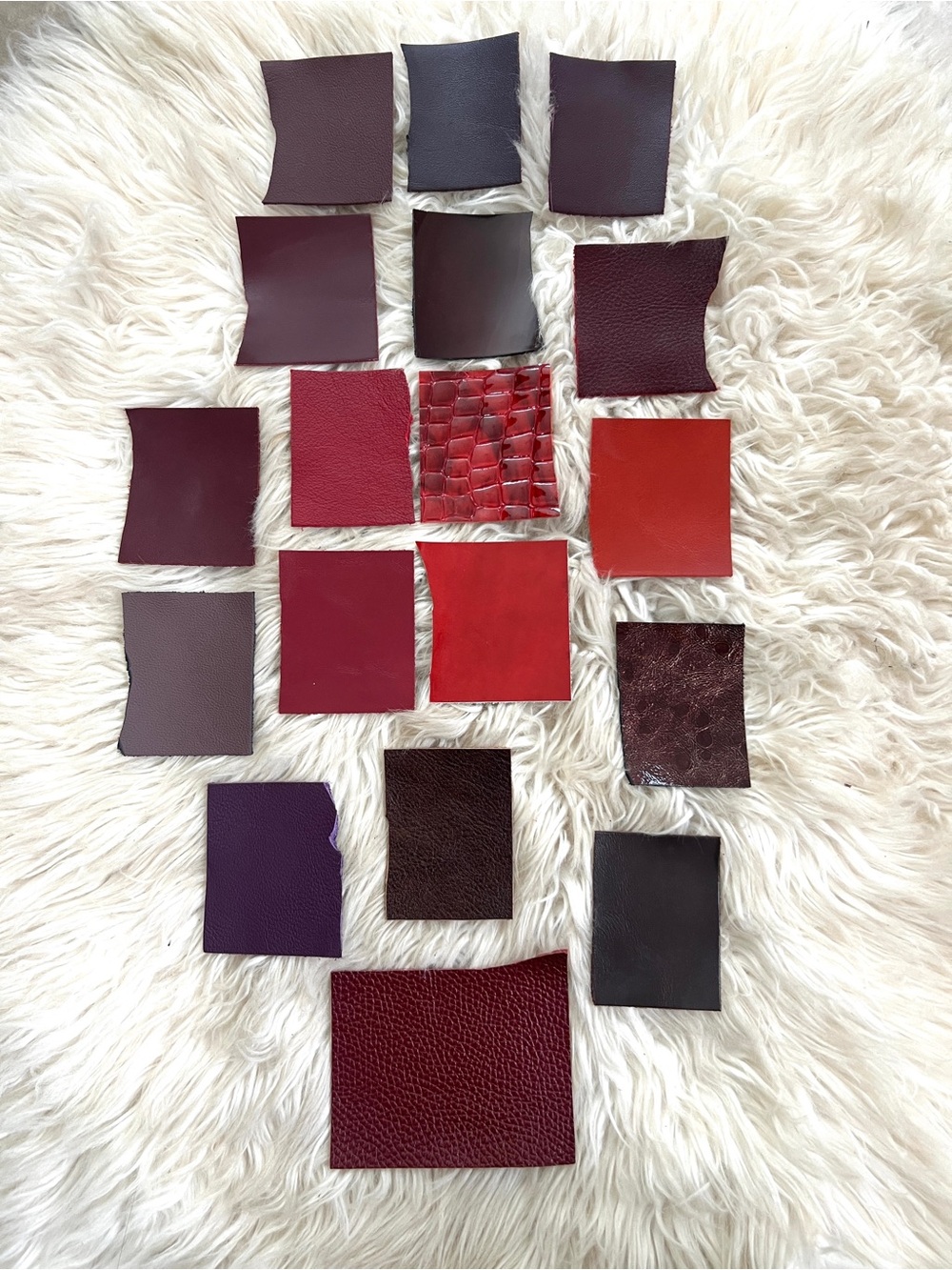 Assorted Genuine Leather Swatch Lot Red & Burgundy Crafts DIY